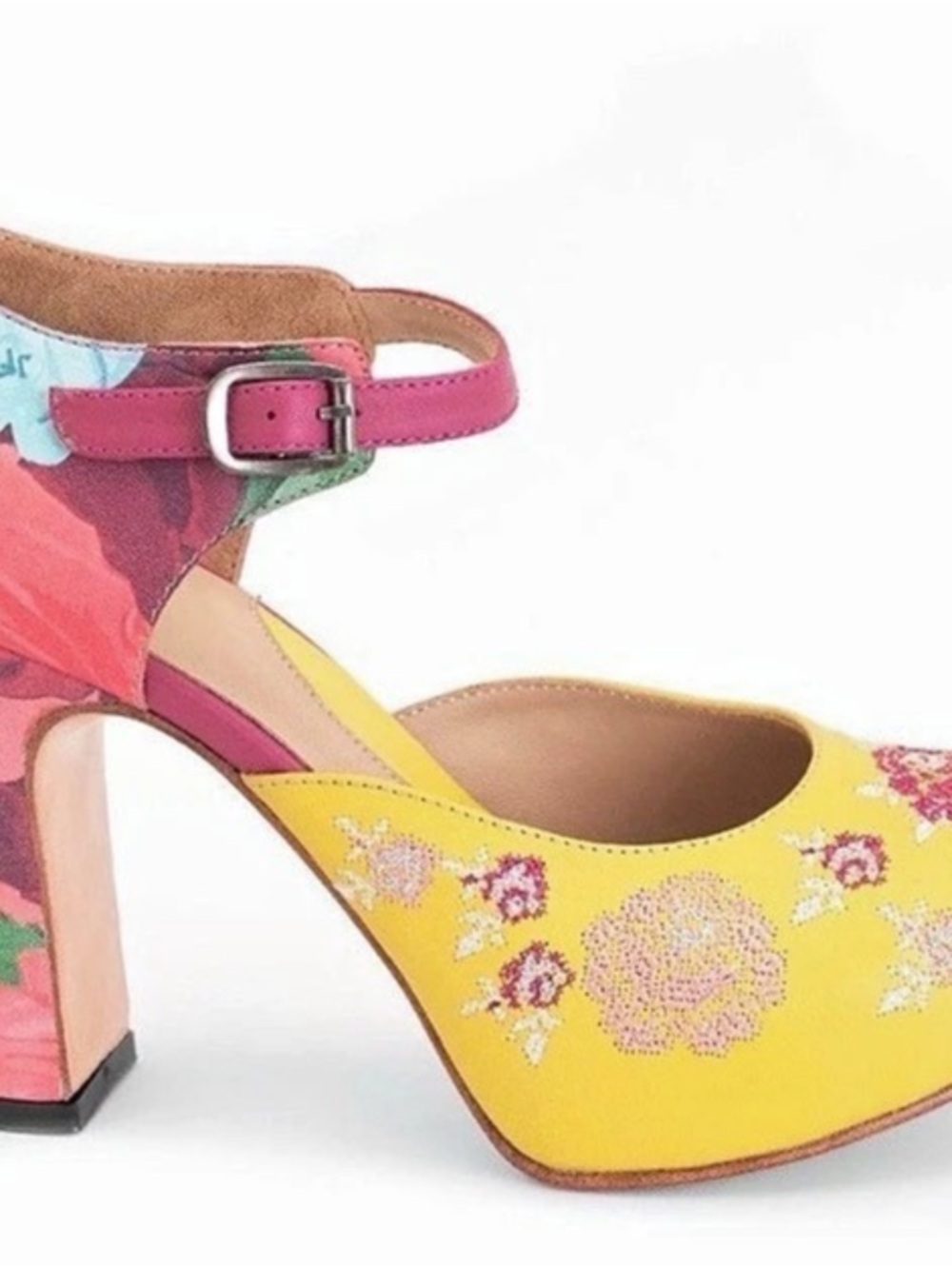 John Fluevog Platform Heels Miracles Flora Embroidered Sz 9.5 runs smaller 9 - Picture 3 of 10